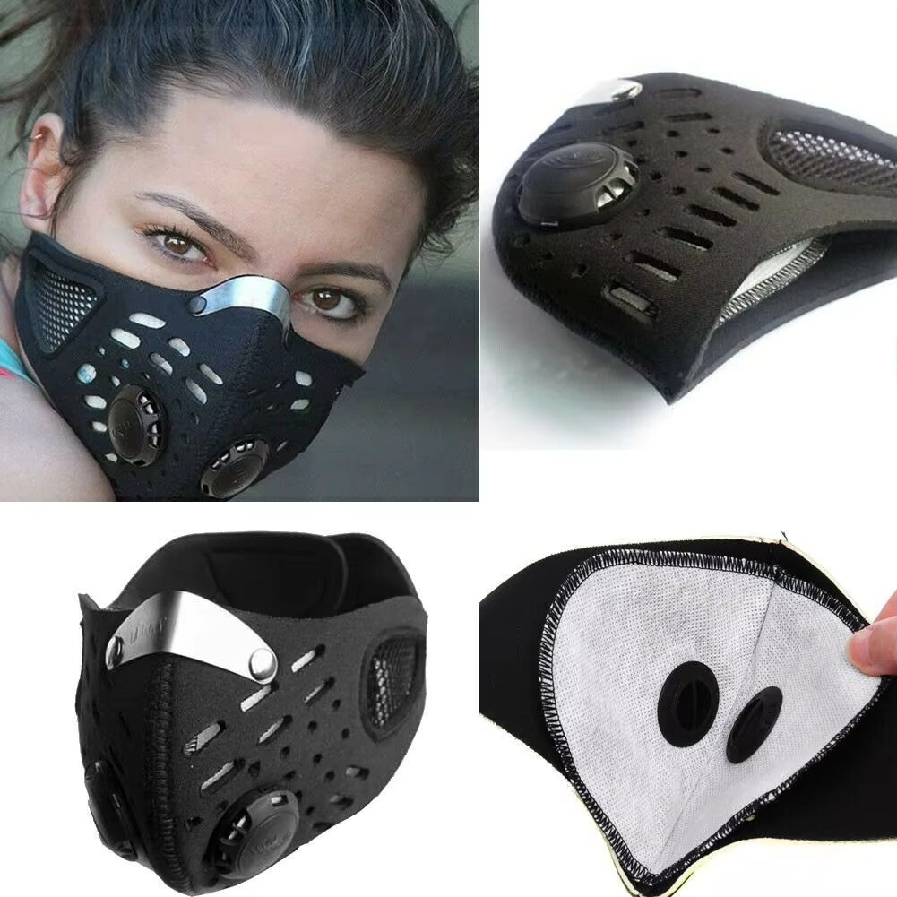 Anti Pollution Mask - หน้ากากอนามัย 1 ชิ้น พร้อมแผ่นกรองที่ถอดออกได้ ผ้าทอระบายอากาศ เหมาะสำหรับปั่นจักรยาน