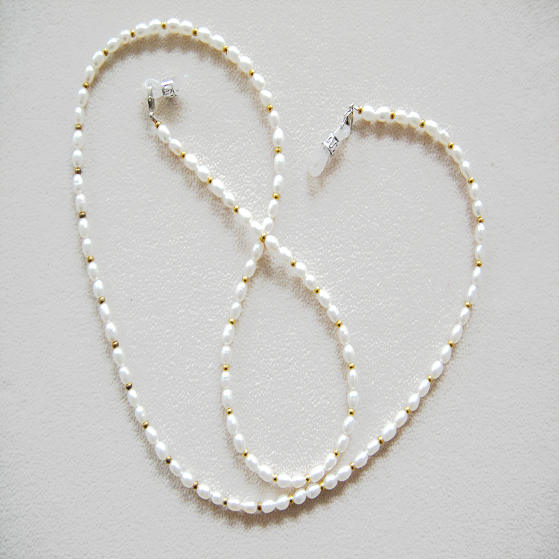 Mask Chain Holder - แฟชั่นแว่นตาลูกปัดสร้อยคอมุกธรรมชาติแท้ตัวยึดแว่นตาพร้อมตัวยึดแบบเข็มกลัดสามารถเป็นที่ใส่หน้ากากได้