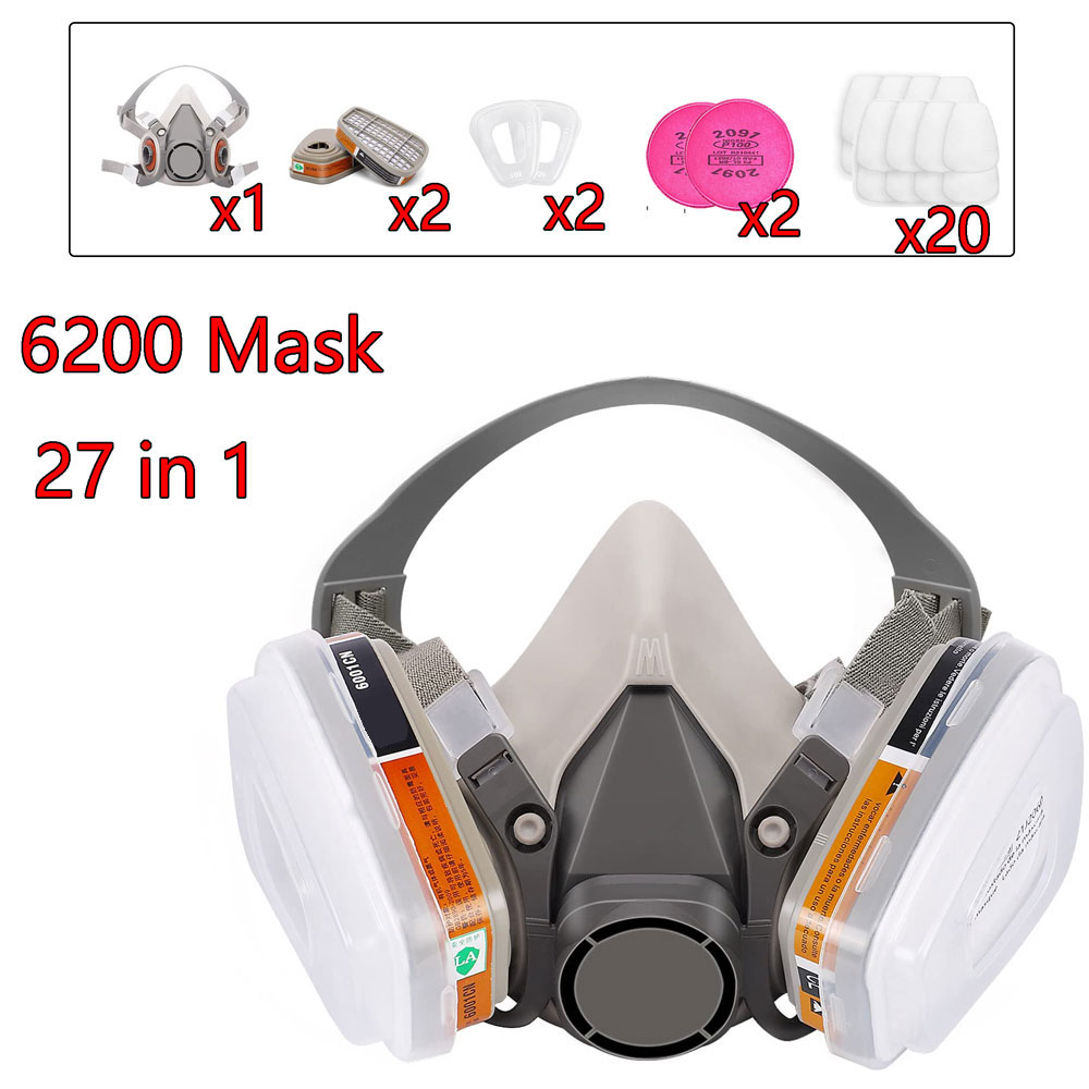 Dust Mask Construction - หน้ากากป้องกันแก๊สพิษ 6200 ชุดพ่นสีรถยนต์ พร้อมตลับกรอง 6001/6002 สำหรับไอระเหยกรดอินทรีย์